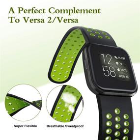 img 3 attached to BATINY Watch Bands Compatible With Fitbit Versa/Versa 2/Lite/Special Edition Bands For Men Women Silicone Replacement Strap (Black/Green