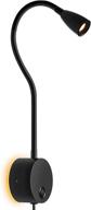 🔆 flexible gooseneck dimmable wall mounted reading light sconces lamp with touch switch on/off/dim led 3w warm white 3000k, input 110-240v, cord adaptor included - black логотип