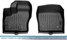 img 1 attached to 🚗 SMARTLINER 1st Row Floor Mat Set for 2014-2021 Ford Transit Connect - Black, Vinyl Flooring, Floor Posts Only