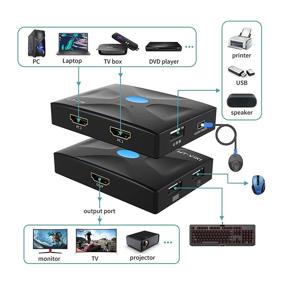 img 2 attached to 💻 HDMI KVM Switch 2 Port, MT-VKIK - 4K 30Hz with 2 in1 Cable & Desktop Wired Selector for Multi-PCs, Share 1 Monitor, Keyboard, Mouse, USB Speaker