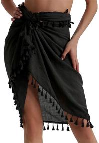img 1 attached to 🏖️ Eicolorte Beach Sarong Pareo: Stylish Semi-Sheer Swimwear Cover Up Skirt with Tassels for Women