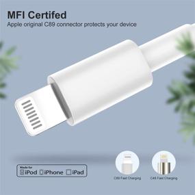 img 2 attached to 🔌 Высокоскоростной 2-пак Apple MFi сертифицированный кабель для быстрой зарядки iPhone 12 Max - USB C к Lightning кабель для iPhone 12 Pro XR XS Max X 8 Plus iPad Pro (белый, 6 футов)