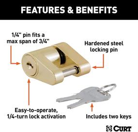 img 2 attached to 🔒 Secure Your Trailer Tongue with the CURT 23022 Brass-Plated Steel Coupler Lock - 1/4-Inch Pin Diameter, up to 3/4-Inch Span