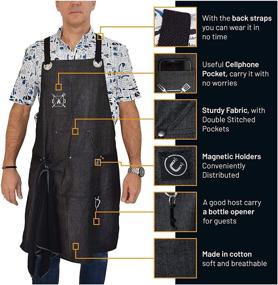 img 2 attached to 👩 Professional Grade Kitchen Chef Apron with Pockets for Men and Women, Ideal for Cooking, Servers, Waitress, BBQ, Grill, Work, with Comfortable Cross Back Straps and Quick-Release Feature