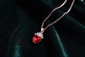 img 2 attached to 💖 Botrinal Evie Red Heart Necklace - Descendants Costume Queen of Hearts Princess Halloween Jewelry for Girls - Valentine's Gift