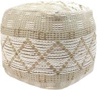 🪑 janet cube pouf, boho style in ivory hemp and cotton chindi by christopher knight home logo