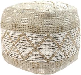img 4 attached to 🪑 Janet Cube Pouf, Boho Style in Ivory Hemp and Cotton Chindi by Christopher Knight Home