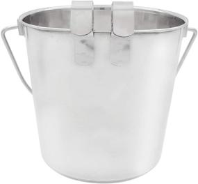 img 2 attached to 🐶 Fuzzy Puppy Flat Sided Pail: Dual Hook Design for Secure Fit on Crates & Cages, Heavy Duty Stainless Steel
