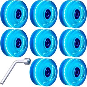 img 4 attached to Tanzfrosch Luminous Roller Skate Wheels: 32mm x 58mm 82A - Bearings Included, Ideal for Double Row Skating & Skateboarding, Indoor/Outdoor Use