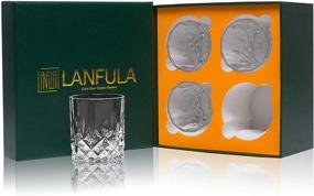 img 3 attached to 🥃 Premium Crystal Whiskey Glasses Set with Gift Box - LANFULA Rocks Style Glassware for Bourbon, Scotch, Cocktail or Irish Whisky - 4 Large 10oz Lowball Bar Tumblers