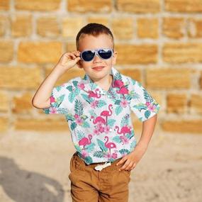 img 1 attached to 🌺 Vibrant Hawaiian Flamingos Button Sleeve Clothing for Boys with a Tropical Twist