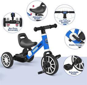 img 2 attached to 🚲 Peradix 3-in-1 Toddler Tricycles - Age 12-48 Months, Three Wheels Trike with Removable Pedals - Perfect First Birthday Gift, Baby Bike for 1, 2, 3 Year Old Boys and Girls Trikes