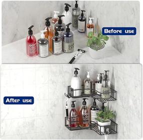 img 2 attached to 🛁 NONGSHIM Corner Shower Caddy: 2-Pack Adhesive Corner Shower Shelf with Hook—Rustproof Bathroom Organizer for Shampoo, Toiletries, and Kitchen Supplies