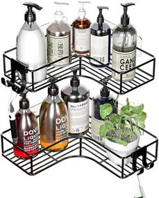 img 3 attached to 🛁 NONGSHIM Corner Shower Caddy: 2-Pack Adhesive Corner Shower Shelf with Hook—Rustproof Bathroom Organizer for Shampoo, Toiletries, and Kitchen Supplies