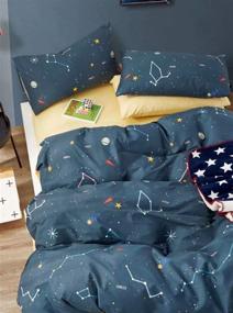 img 3 attached to 🌌 Explore the Galaxy with our Navy Blue Twin Children's Duvet Cover 3 Piece Bedding Set - Featuring Space Star Constellations