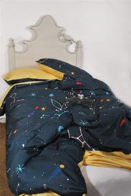 img 4 attached to 🌌 Explore the Galaxy with our Navy Blue Twin Children's Duvet Cover 3 Piece Bedding Set - Featuring Space Star Constellations