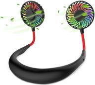 hands-free portable neck fan - rechargeable usb mini personal fan with 3 level airflow, 7 led lights - perfect for home, office, travel, indoor & outdoor use (black) logo