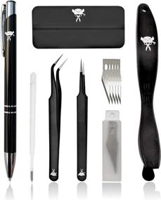 img 4 attached to 🛠️ Essential Vinyl Weeding Tools Set, Craft Vinyl Tools Kit with Pin Pen Weeding Tool, Vinyl Squeegee, Vinyl Cutter Tool & Precision Tweezers for Cricut Silhouette Brother Vinyl Cutters, Black, 7 pcs