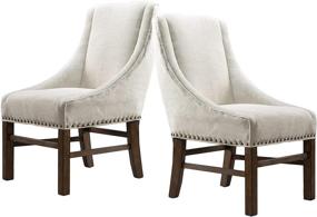 img 4 attached to Natural James Fabric Dining Chairs 2-Pcs Set by Christopher Knight Home