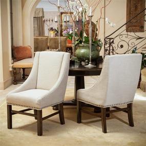 img 3 attached to Natural James Fabric Dining Chairs 2-Pcs Set by Christopher Knight Home