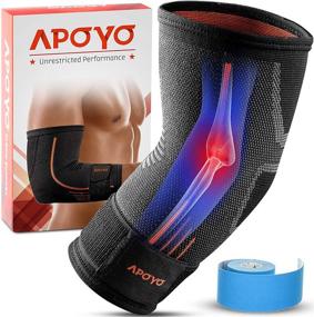 img 4 attached to 🌟 Compression Elbow Sleeve for Tendonitis, Tennis Elbow Support Brace, Golf Elbow Relief, Weightlifting, & More, with Adjustable Strap & Bonus Elastic Therapeutic Tape, Ideal for Workouts (X-Large)