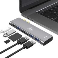 💪 enhanced usb c hub: powered usb splitter with ethernet, pd charging, and 3 usb 3.0 ports - compatible with usb c/thunderbolt 3 devices logo