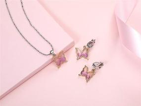 img 2 attached to 🦄 PinkSheep Unicorn Butterfly Earrings Necklace: Sparkle with Whimsical Charm!