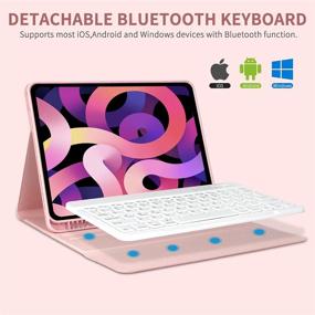 img 1 attached to 🔷 Detachable Bluetooth Keyboard Case for iPad Pro 11 inch 3rd Gen 2021 & iPad Air 4th Gen - Pink