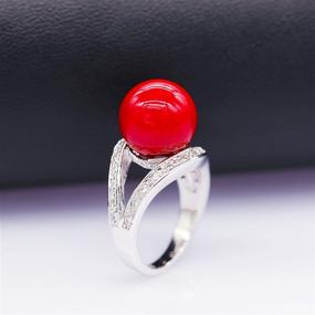 img 3 attached to Изысканные кольца Uloveido красного цвета с имитацией жемчуга для свадебного образа - модное украшение для женщин (J381)