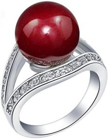 img 4 attached to Изысканные кольца Uloveido красного цвета с имитацией жемчуга для свадебного образа - модное украшение для женщин (J381)