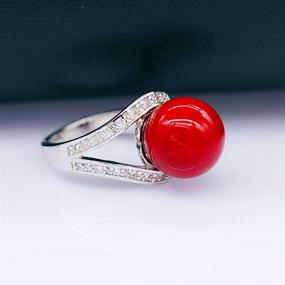 img 2 attached to Изысканные кольца Uloveido красного цвета с имитацией жемчуга для свадебного образа - модное украшение для женщин (J381)