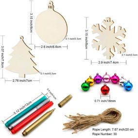 img 3 attached to 🎨 30-Piece Unfinished Wooden Ornaments Kit - Natural Wood Slices Hanging Ornaments with Jute Twine, Colorful Bells, and Color Pens for Art Crafts
