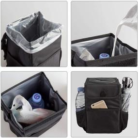 img 1 attached to 🗑️ WeTest Upgraded Portable Collapsible Car Trash Can with Lid and Clip: 100% Waterproof Traveling Cup Holder Car Garbage Bag