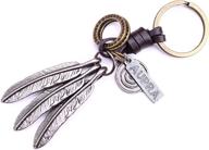 aupra feathers leather keychain friendship logo