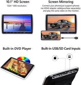 img 2 attached to 📺 2021 Eonon C1100A Headrest DVD Player 10.1'' Dual Car DVD Players | 2 Headphones | Same/Different Video Playing | HDMI USB SD Port | Touch Button-C1101A