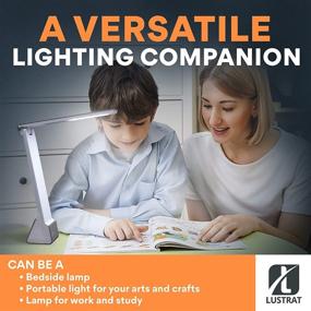 img 1 attached to 🔦 Lustrat LED Desk Lamp: Stylish Rechargeable Light for Office, Bed, Study, and Work Desks - Portable Grey Table Lamp for Back to School and Work from Home Set-up