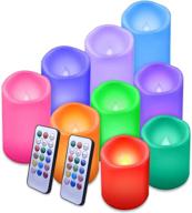 🕯️ enido flameless candles: waterproof led color changing outdoor candles (pack of 9) with remote control - durable plastic construction - battery operated pillar candles логотип