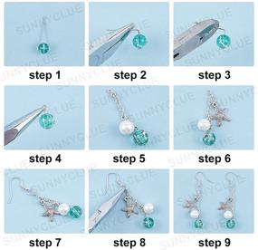 img 1 attached to 🐚 SUNNYCLUE DIY Ocean Theme Earring Making Kit - Starfish, Shell, Sea Turtle Charms, Cowrie Shell, Glass & Synthetical Turquoise Beads - 8 Pairs - Beginner Friendly