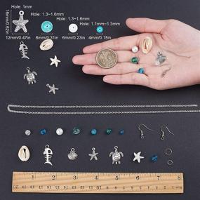 img 2 attached to 🐚 SUNNYCLUE DIY Ocean Theme Earring Making Kit - Starfish, Shell, Sea Turtle Charms, Cowrie Shell, Glass & Synthetical Turquoise Beads - 8 Pairs - Beginner Friendly