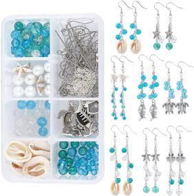 img 4 attached to 🐚 SUNNYCLUE DIY Ocean Theme Earring Making Kit - Starfish, Shell, Sea Turtle Charms, Cowrie Shell, Glass & Synthetical Turquoise Beads - 8 Pairs - Beginner Friendly