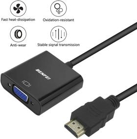 img 3 attached to 🔌 Benfei Gold-Plated HDMI to VGA Adapter - Male to Female | Compatible for Computer, Laptop, Monitor, Projector & More - Black