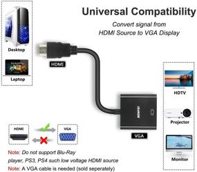 img 2 attached to 🔌 Benfei Gold-Plated HDMI to VGA Adapter - Male to Female | Compatible for Computer, Laptop, Monitor, Projector & More - Black