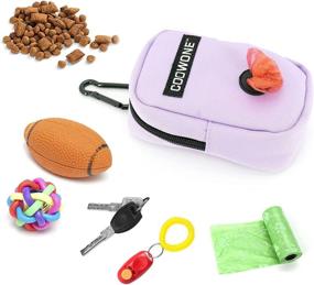 img 1 attached to 🐶 COOWONE Small Dog Treat Pouch with Waste Bag Dispenser - Leash Attachment, Portable Walking Bag, Purple - Hand-Free Dog Treat Bag with Poop Bag Holder and Dog Bags