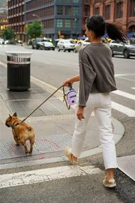 img 2 attached to 🐶 COOWONE Small Dog Treat Pouch with Waste Bag Dispenser - Leash Attachment, Portable Walking Bag, Purple - Hand-Free Dog Treat Bag with Poop Bag Holder and Dog Bags