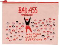 💪 blue q zipper pouch: bad ass woman – eco-friendly, colorful, chunky zipper (pink)! logo