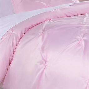 img 1 attached to Silky Soft Pink Comforter Set for Teen Girls Bedroom - Twin Size Kids Bed Set with Pinch Pleat Pintuck Diamond Pattern - Includes 1 Comforter & 1 Pillow Sham