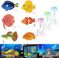🐠 aulufft aquarium artificial fish: colorful silicone glowing decor set with simulation fake fish, artificial clownfish, and jellyfish for stunning aquarium display логотип