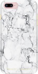 img 1 attached to 📱 Stylish & Protective Rebecca Minkoff iPhone 7 Plus Case - Marble Print Silver Foil
