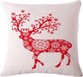 img 1 attached to 🎄 Christmas Pillow Covers 4 Pack: Festive Snowman, Christmas Tree, Deer, Santa Claus, Merry Christmas Sofa Throw Pillow Case Set - 18 X 18 Inch, Cotton Linen