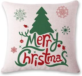 img 2 attached to 🎄 Christmas Pillow Covers 4 Pack: Festive Snowman, Christmas Tree, Deer, Santa Claus, Merry Christmas Sofa Throw Pillow Case Set - 18 X 18 Inch, Cotton Linen